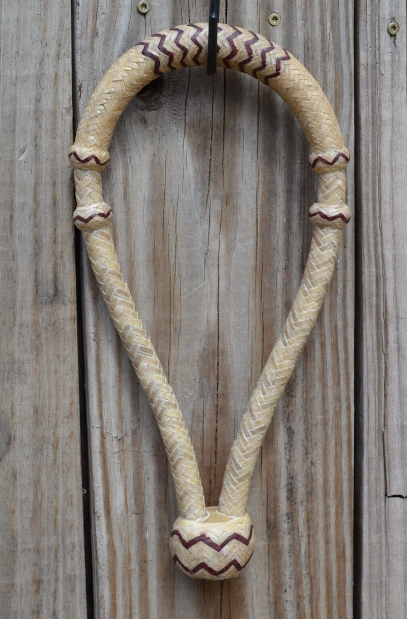 Jose Ortiz 5/8"  12 Plait Natural Rawhide w/Latigo Details Bosal - Round Knot