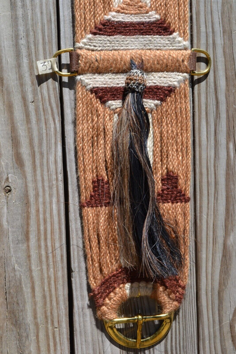 100% Mohair Vaquero Style Girth/Cinch w/Shu-Fly -Tan, Natural, Brown - 32"