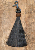Close Up View 6" - shu-fly tassels. Handmade from 100% natural mane horsehair in natural horsehair colors.      Black