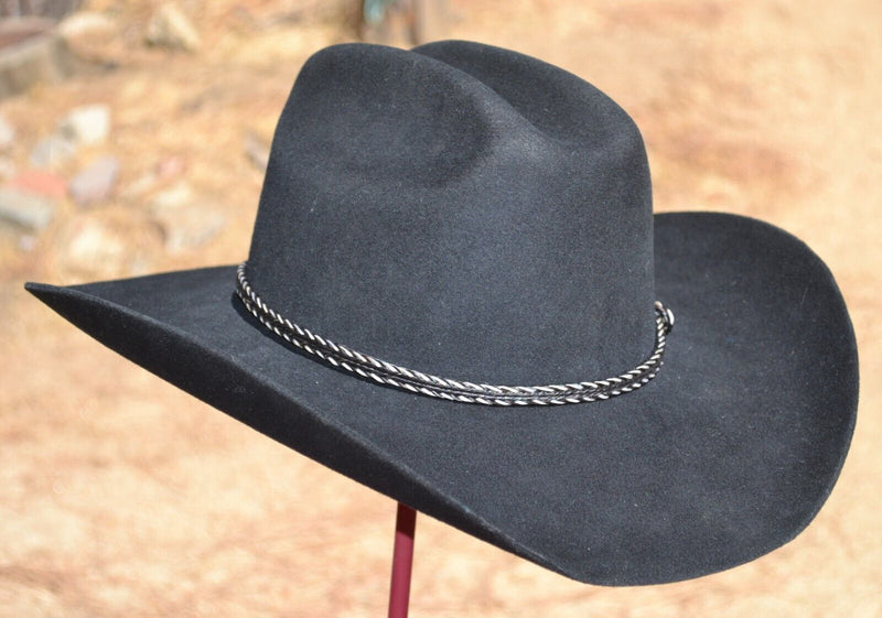 3/8" Braided Horsehair Hatband Double Side Tassel - Black/White