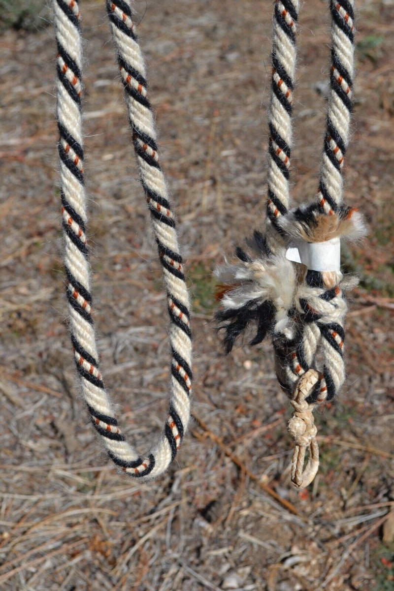 Jose Ortiz 1/2" Mohair Roping/Loop Reins - Natural, Black, Natural & Rust