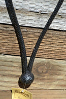 1/4" Hand Braided Solid Black Calf Leather Pencil Bosal - 8 Plait