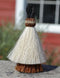 Close Up View 3" two Bell mule tail cut natural and brightly colored tassels. Handmade from horsehair dyed in bright colors as well as natural.    White/Brown