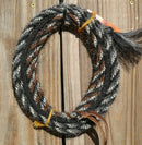 Jose Ortiz 3/8" Tri-Rope Mane Hair Mecate Reins 22' - Black/Chestnut/Grey