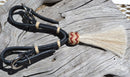 Jose Ortiz Black Harness Natural/Latigo Rawhide White Tassel Buckle Curb Strap