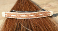Close Up View Awesome 1/2" wide x 4" long, 3 Strand Braided Natural Horsehair Barrette.  White/Sorrel/White