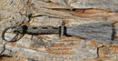 Close Up View Awesome 3/8" wide, 3 Strand Braided Horsehair Key Chain. Full length is 7" including the key ring.    Grey/Black/White