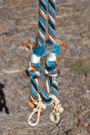 Jose Ortiz 5/8" Mohair Roping/Loop Reins - Turquoise, Rust, Grey, Black & White