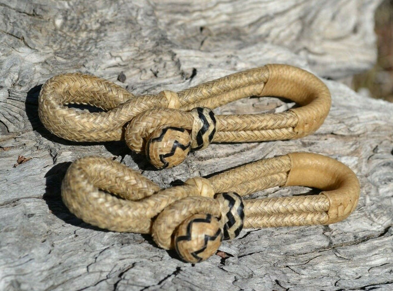 Hand Braided Dark Natural Rawhide Bit / Rein Connectors.  Made from deluxe 20 plait natural rawhide with sliding knot and loop attachment