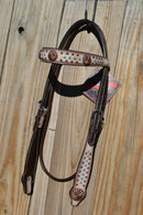 Circle Y 5/8" Desert Racer Browband Headstall Turquoise Color Stones & Ant Spots
