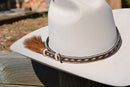 5/8" Hand Braided 5 Str Horsehair Hatband Single Side Tassel -White/Chestnut/Blk