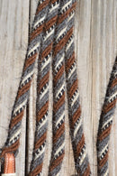 Jose Ortiz 5/8" Mane Hair Split Reins 8 ft - Chestnut, Grey, White, Blk & Wht