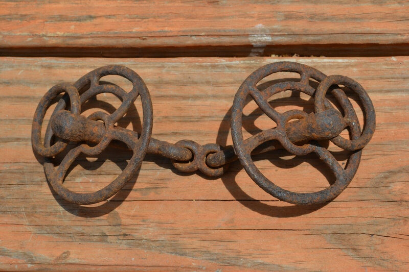 Antique Driving Snaffle Bit.  Mid to late 1800's.   This one Could not identify a makers mark through the patina, but it is clearly handmade.