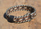 Close Up View Awesome 5/8" wide, 5 Strand Braided Horsehair Bracelet with sliding knot. Black/White/Sorrel/Black/White