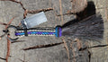 Close Up View Awesome 3/8" wide, 3 Strand Braided Horsehair Key Chain. Full length is 7" including the key ring.   White/Purple/Turquoise