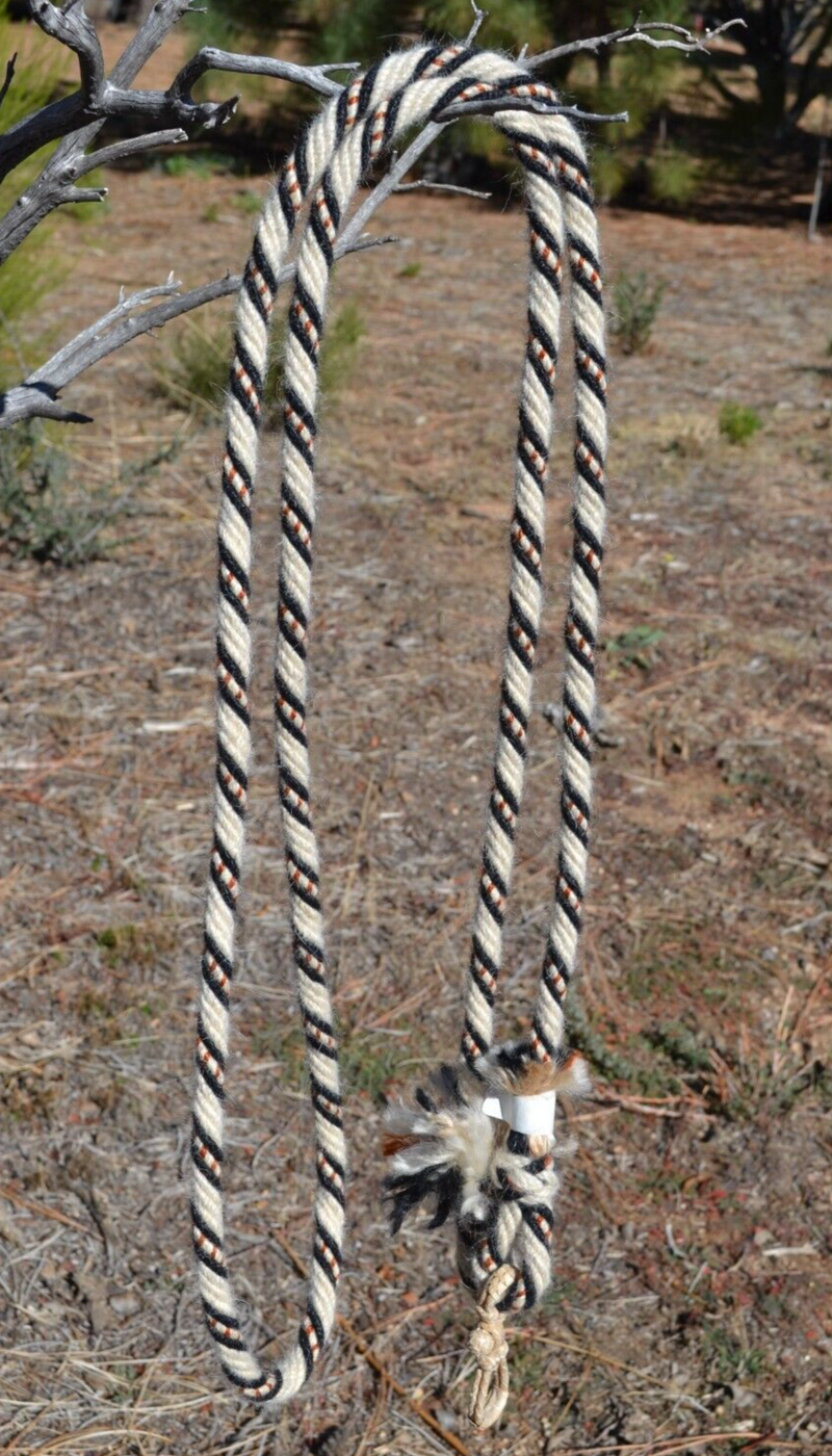 Jose Ortiz 1/2" Mohair Roping/Loop Reins - Natural, Black, Natural & Rust