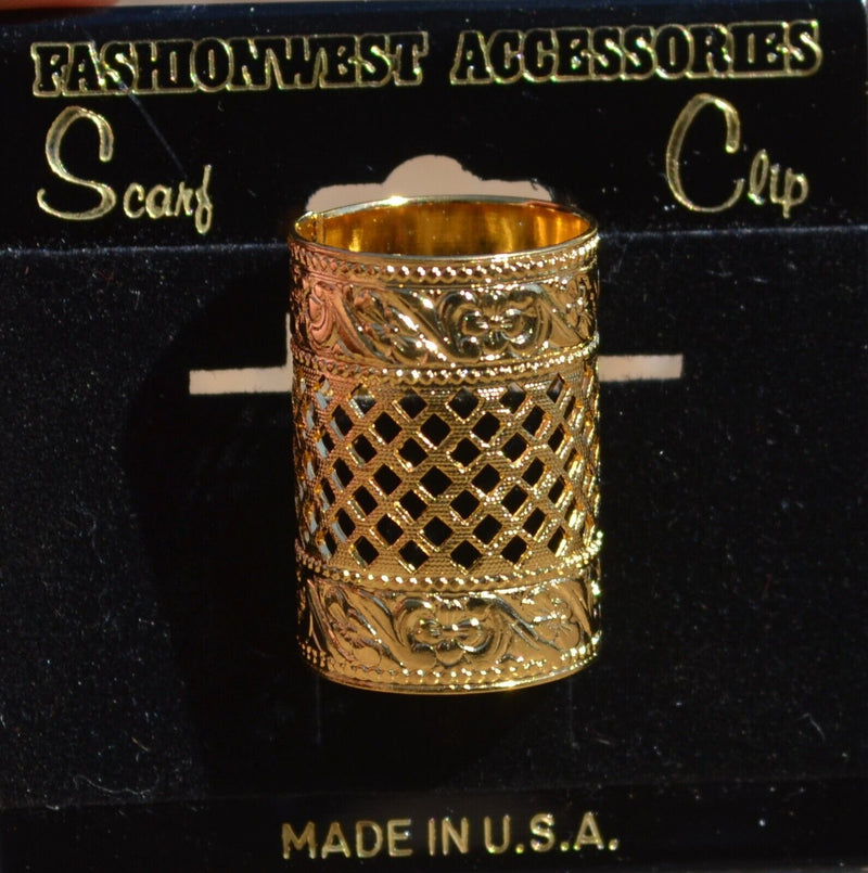 Scarf Slide - 5/8" Gold Filigree Tube Style - 1" Long