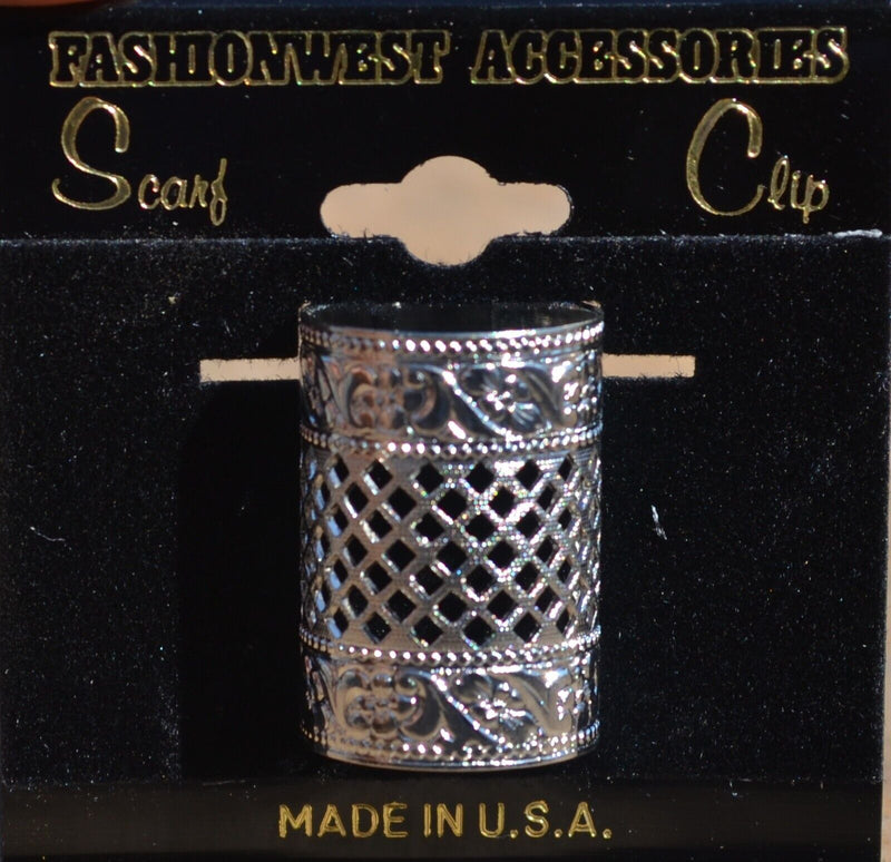 Scarf Slide - 5/8" Silver Filigree Tube Style - 1" Long
