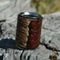 Western Style Hair-On Brindle Cowhide Leather Scarf Slide - Brown Black Lacing
