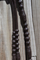 Jose Ortiz 12 plait Braided Chocolate Leather Romel Reins - Oklahoma - 52"