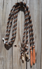 Jose Ortiz 5/8" Mane Hair Split Reins 8 ft -   Black, Chestnut, White & Black