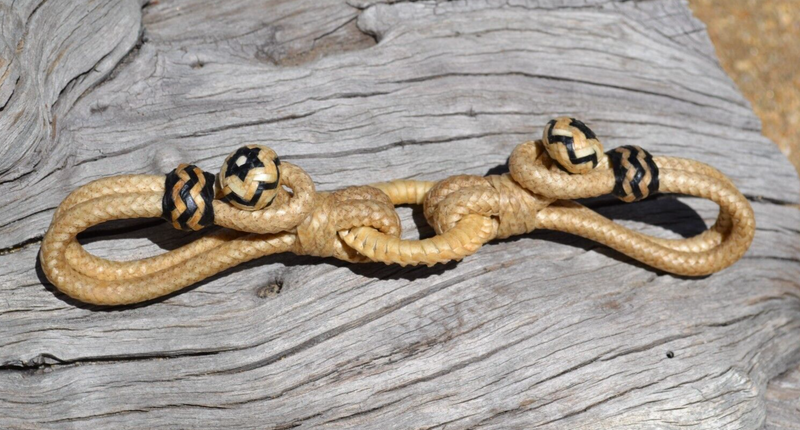 20 Plait Hand Braided Natural Rawhide Bit Hobble (Hobble Style) Black Accents