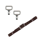 Myler Leather Curb Strap Kit for cheekpieces with hooks and curb loops. Kit includes dark Havana brown leather curb strap and one pair of Stainless Steel curb hooks.