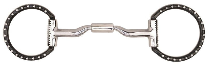 Myler Level 2 - 5" Black Steel Western Dee Bit w/5" Sweet Iron Low Port Comfort Snaffle (MB 04) Copper Inlay Mouth.  This mouthpiece will naturally oxidize, or rust.  Harmless to horses, it has a sweet taste and promotes salivation
