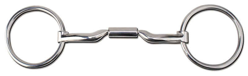 Myler Level 2 - 5 1/4" Stainless Steel Loose Ring Low Port Comfort Snaffle (MB 04)  Copper Inlay Mouth.  This mouthpiece will naturally oxidize, or rust.  Harmless to horses, it has a sweet taste and promotes salivation.