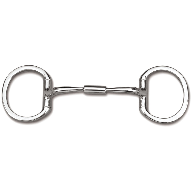 Myler Level 1 - 5" Stainless Steel Eggbutt Bit without Hooks and Stainless Steel Comfort Snaffle Wide Barrel (MB 04) Copper Inlay Mouth.  This mouthpiece will naturally oxidize, or rust.  Harmless to horses, it has a sweet taste and promotes salivation.