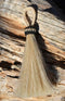 Close Up View 3" - 4 1/2" total length natural horsehair tassels. Handmade with 1 1/2" braided horsehair knot loop.     White