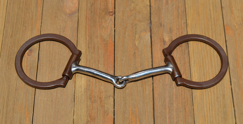 D-Ring Brown Iron Snaffle Bit with Copper Inlay 