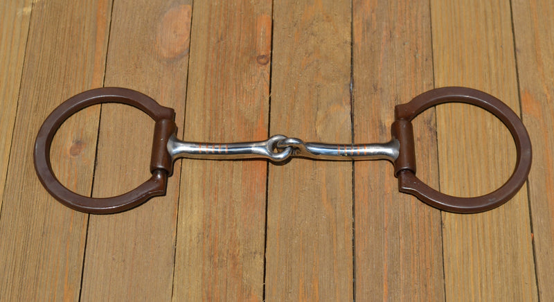 D-Ring Brown Iron Snaffle Bit with Copper Inlay 