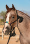 Black/Serape  - A braided soft yet sturdy mule tape rope halter that features a flat nose and comes complete with a matching ten foot lead. Beaded nose band gives a fun fashion flare to the noseband. 