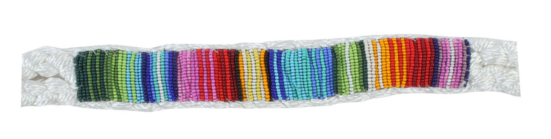 Close Up View Beadwork - A braided soft yet sturdy mule tape rope halter that features a flat nose and comes complete with a matching ten foot lead. Beaded nose band gives a fun fashion flare to the noseband. 