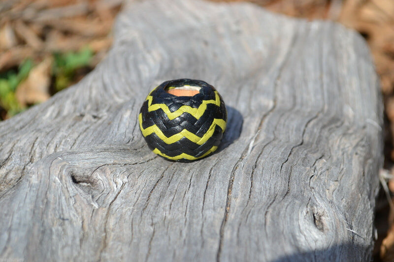 Hand braided rawhide scarf slide.  Custom made in two-tone combinations of black and bright colored leather braided in a "zig zag" pattern.    Lime/Black