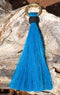 Close Up View 6" - brightly colored shu-fly tassels with 1" brass ring. Handmade from 100% natural mane horsehair dyed in bright colors.   Turquoise